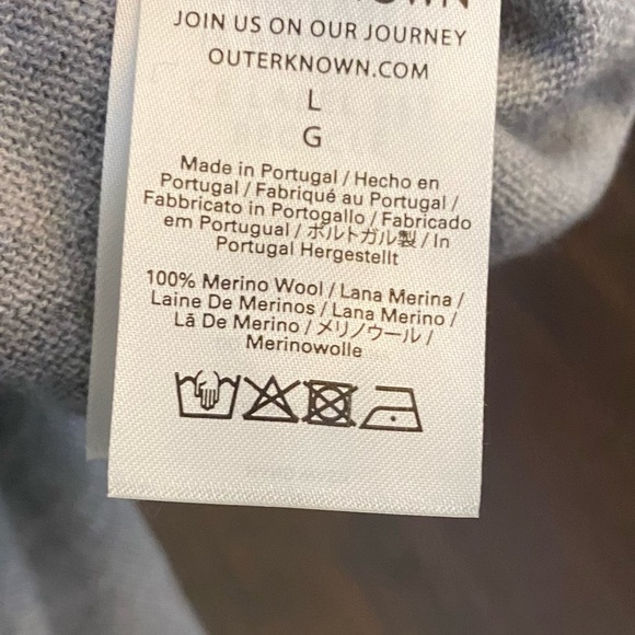 New with Tag Outerknown Mens 100% Merino wool Long Sleeve sweater size L - Picture 6 of 6